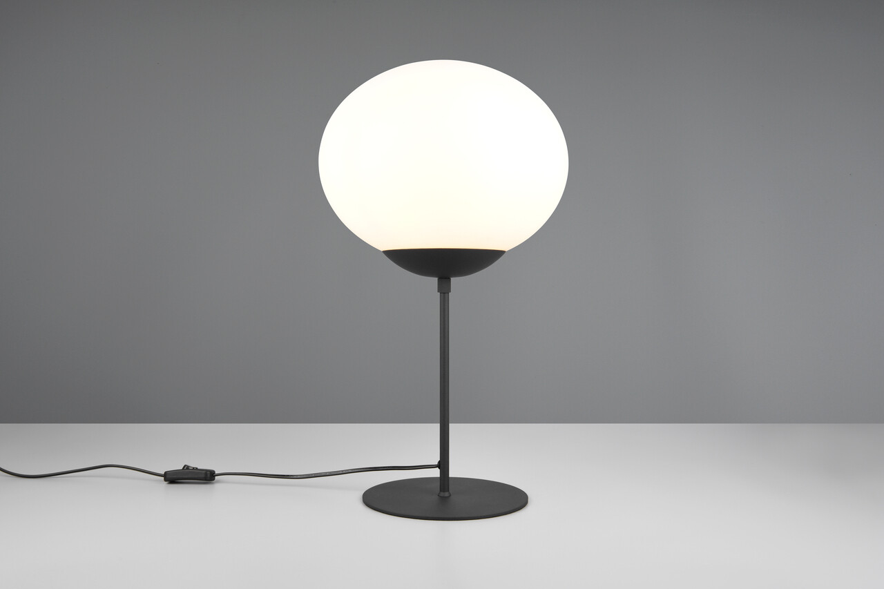 Lampa de masa Fomento, TRIO, 30x52 cm, 15W, 1x E27, metal, negru mat/alb - imagine 7